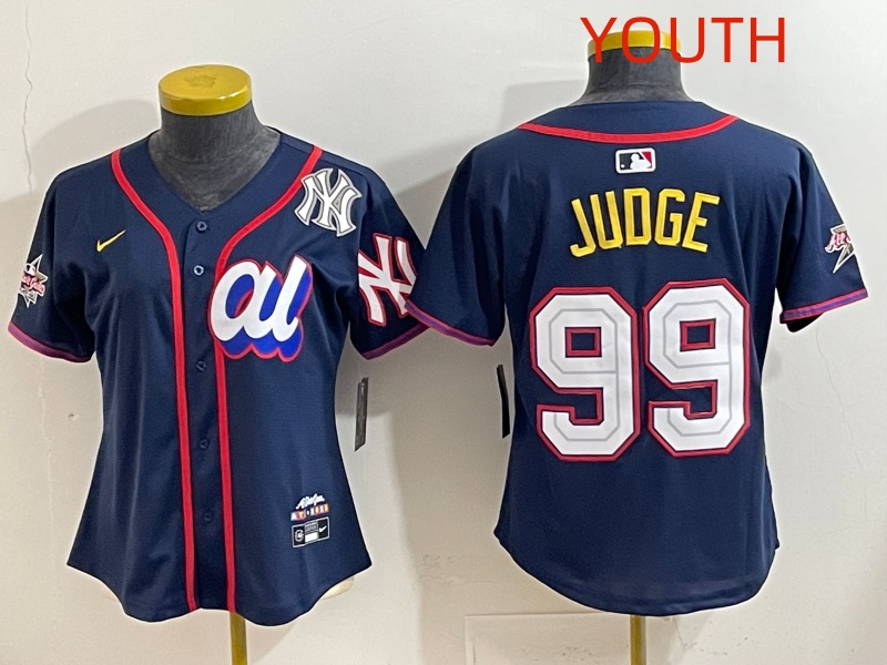 Youth 2025 New York Yankees 99 Judge dark Blue All star Nike MLB Jersey style 002